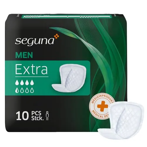 SEGUNA MEN Extra, Inkontinenzeinlagen für Männer, Inkontinenz Slipeinlagen, Hygiene-Einlagen bei leichter bis mittlerer Blasenschwäche (Beutel (10 Stück))