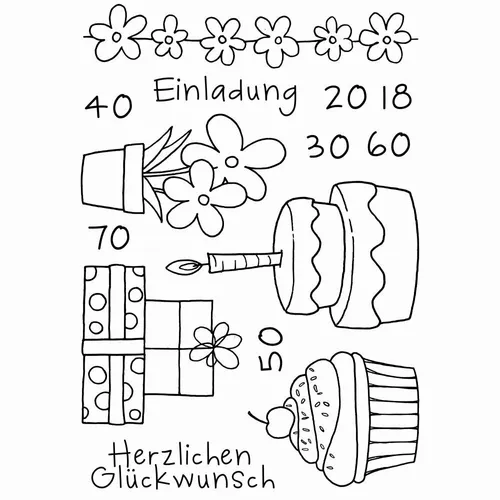 Einladung - Geburtstag / Jubiläum - Stempel / Clearstamp  von efco (4511230)