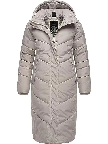 Ragwear Damen Winterjacke Suminka Bone - Langer, wasserdichter Steppmantel - Funktionsjacke aus 100% veganem Material, mit hoher Wassersäule (11.000 mm) und warmem Fleece-Innenfutter, ideal für kalte Tage.