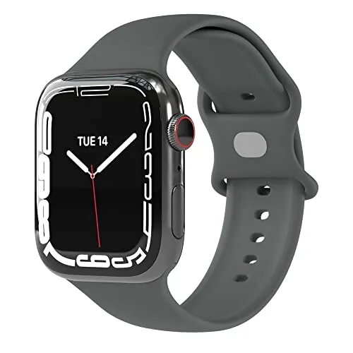 EAZY CASE Sport Armband kompatibel mit Apple Watch 38mm 40mm 41mm 42mm verstellbares Ersatzarmband aus Silikon Sport Loop für Apple Watch Serie 9 8 7 6 5 4 3 2 1 SE für Damen und Herren Anthrazit