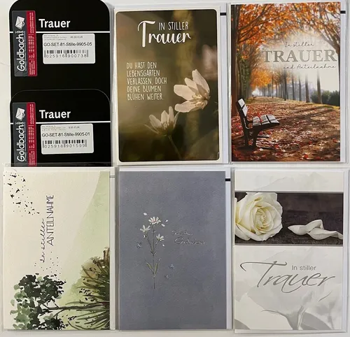Stille Teilnahme - 5 Trauerkarten sortiert - UVP ca. € 12,50 - Format: 11,5x17cm