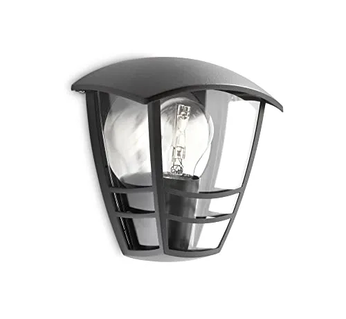 Philips Creek Wandleuchten für den Außenbereich, E27-Fassung, wasserfest, schwarz, IP44 wetterfest, 19.5 cm