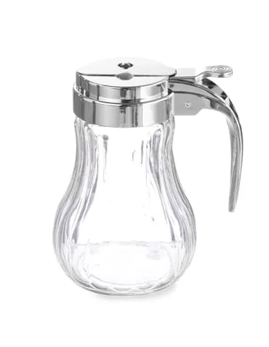 HENDI Honigspender mit Edelstahl Kopf - Eleganter Glasspender für Honig, ø80x(H)115mm, bietet Langlebigkeit und Robustheit für den täglichen Gebrauch.