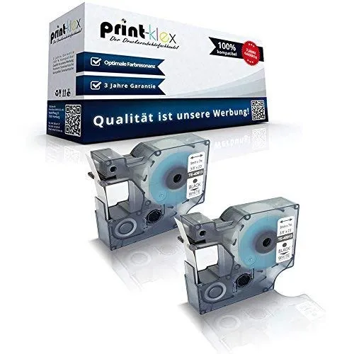 2x Print-Klex Schriftbänder kompatibel für Dymo D1 40913 1000 Plus 2000 3500 5500 Pocket Labelmanager 100 Labelmanager 100 Plus S0720980 9mmx7m Schwarz auf Weiss - Office Plus Serie