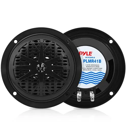 Pyle Wasserdichter Marine-Lautsprecher 10cm, 2-Wege-Outdoor-Audiosystem, witterungsbeständiger Boots-Stereo-Sound, 1 Paar