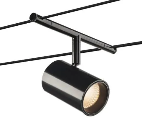 SLV TENSEO NOBLO Seilleuchte, 2700K, schwarz - Seilsystem-Leuchte mit dreh- und schwenkbarem LED Strahler, ideal für moderne Lichtkonzepte und gefertigt aus hochwertigem Aluminium.