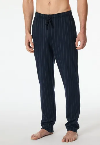 Pyjamahose SCHIESSER "Mix + Relax" Herren, Gr. 58, Blau - Herren-Nachtwäsche aus 100% Baumwolle, ideal zum Entspannen mit seitlichen Taschen und Bindekordel für optimalen Komfort.