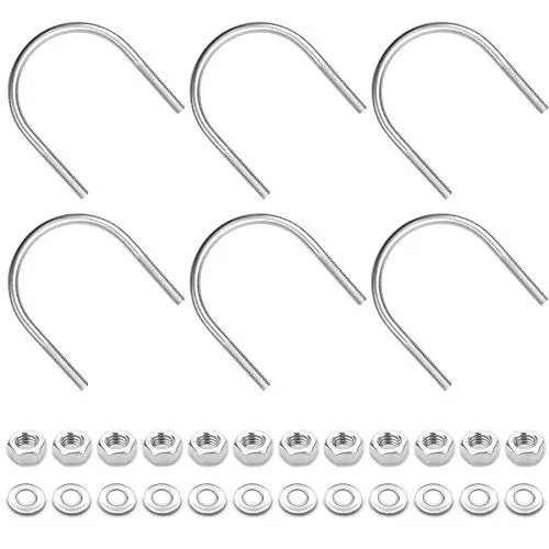 YEYIT U Bolzen 6 Stück U Bügel mit gewinde 304 Edelstahl Bügelschraube M6 x 51 mm (Innenbreite) Gewindebügel Bügelschelle U-Schrauben Schellen mit Muttern und Unterlegscheibe