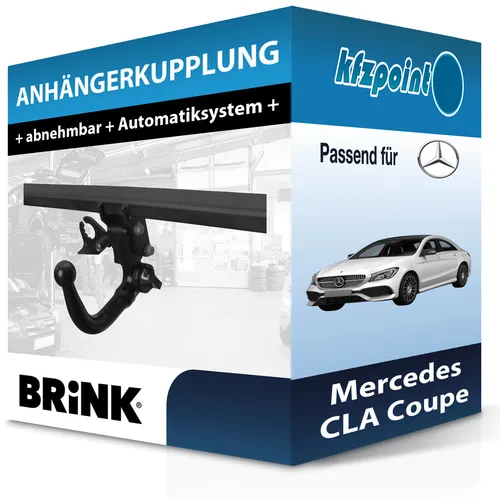 BRINK Abnehmbare Anhängekupplung für Mercedes CLA Coupe 2013-2019 - Hochwertige abnehmbare Anhängerkupplung von Brink, ideal für Mercedes CLA Coupe. Keine Eintragung in Fahrzeugpapiere notwendig, maximale Anhängelast von 1500 kg.
