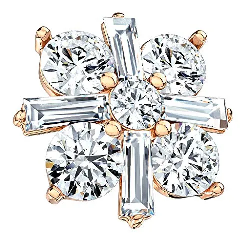 Piercingfaktor Aufsatz für Dermal Anchor Piercing Hautanker Implantat Skin Diver mit Kristall Princess Cut Rosegold