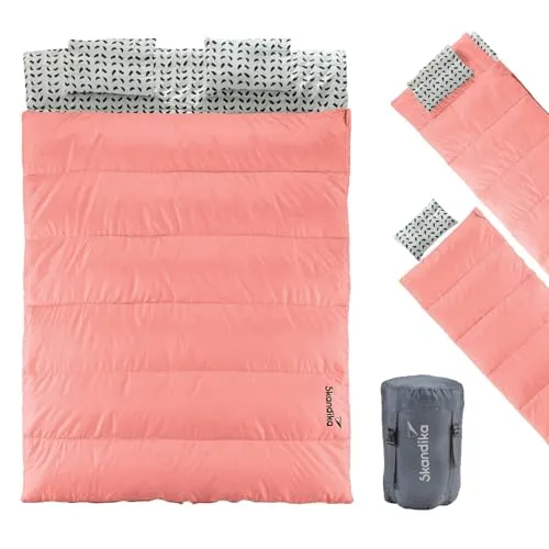 Skandika Schlafsack Iceland Double - 220 x 150 cm, vielseitig nutzbar - Schlafsäcke: Der Iceland Double bietet Komfort und Vielseitigkeit, nutzbar als Doppelschlafsack oder zwei Einzelschlafsäcke. Ideal für Camping und Zuhause, inklusive 2 Kopfkissen.