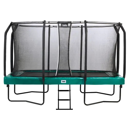 Salta Trampolin First Class 427 cm x 244 cm Grün - Hochwertiges Trampolin mit robuster Rahmenkonstruktion und extra langen Federn für hohe Sprünge. Inklusive sicherer Leiter und Sicherheitsnetz für maximalen Schutz. Ideal für den Garten!