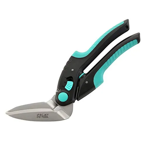 C.JET TOOL Teppichschere, Hochleistungsschere, Länge 25 cm Industrieschere, Mehrzweckschere für Teppich, Pappe, Leder, Beschneiden, Gartenarbeit, professioneller weicher Griff aus Edelstahl (Türkis)