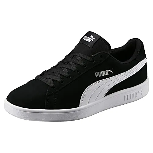 PUMA Unisex Puma Smash v2 Low-Top - Komfortabler Sneaker in Puma Black - Damen-Sneaker mit Obermaterial aus Veloursleder und dämpfender Zwischensohle für optimalen Komfort bei jedem Schritt.
