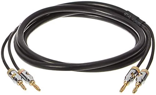 Amazon Basics 16AWG Lautsprecherkabel mit vergoldeten Bananenspitzen (4 mm) – CL2 – 99,9 % sauerstofffrei – 1.8 m (6 Fuß), Schwarz