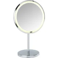 Wenko LED Kosmetikspiegel Onno Chrom - Kosmetikspiegel mit 500 % Vergrößerung und innovativer Touch-Funktion. Ideal für präzises Schminken und Rasieren, mit dimmbarer LED-Beleuchtung für individuelle Helligkeit.