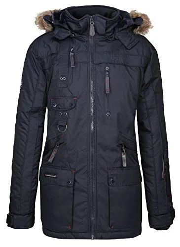 Geographical Norway Herren Winterjacke Parka H-356 Navy - Hochwertige Herren Winterjacke für kalte Tage: Stilvolles Design, winddicht und wasserabweisend. Ideal für Outdoor-Aktivitäten mit praktischen Taschen und kuscheligem Kunstfellkragen.