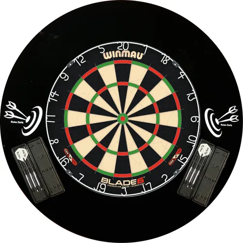 Winmau Dartscheibe Blade 6 Profi Set mit 2 Sätzen Pfeilen - Zielscheiben-Set mit der hochwertigen Winmau Blade 6 Steeldart Dartscheibe, 2 Sätzen Roleo Proset Pfeilen und einem schützenden Catchring für maximales Spielvergnügen.
