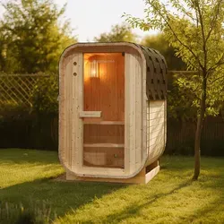 Artsauna Fasssauna Nolvik S für 1-2 Personen - Wärmekabinen für Garten, mit leistungsstarkem 3,6 kW Ofen für entspannende Saunaerlebnisse bis 100 °C – dein privater Rückzugsort.