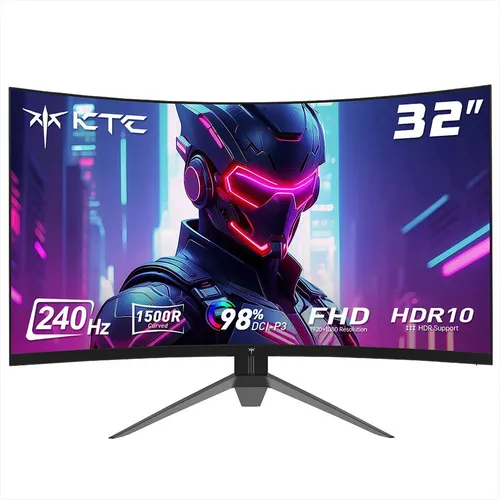 KTC H32S17F 32'' Curved Gaming Monitor - Gaming Monitor mit 240Hz Refresh Rate und 3ms Reaktionszeit, ideal für flüssiges Gameplay und beeindruckende Bildqualität.