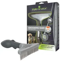 FURminator Harkenkamm für langhaarige Hunde und Katzen - 360° bewegliche Edelstahlzinken, beugt Knoten und verfilzten Haaren vor und sorgt für ein gesundes Fell