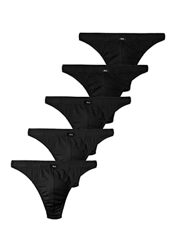 H.I.S Herren String schwarz Uni 5er Pack - Herren-Slips aus weicher Baumwoll-Stretchqualität, bieten hervorragenden Tragekomfort und perfekte Passform dank 5% Elasthan-Anteil. Ideal für den täglichen Gebrauch.
