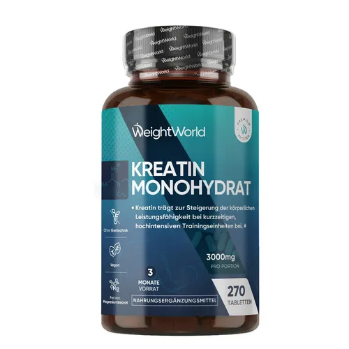 Kreatin Monohydrat - 270 Tabletten - Leistungsfähigkeit - Sport Fitness Training