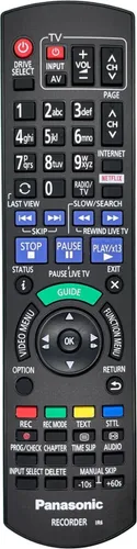 Panasonic DMR-BCT76 Original Fernbedienung - Originale Fernbedienung für Panasonic Blu-ray-Recorder, sofort einsatzbereit ohne Programmierung, kompatibel mit mehreren Modellen.