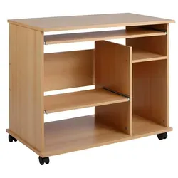 VOGL Möbelfabrik Computertisch Compi beige - Kinderschreibtisch mit 2 offenen Fächern, platzsparend und flexibel durch Rollen, ideal für das Home Office oder Kinderzimmer.