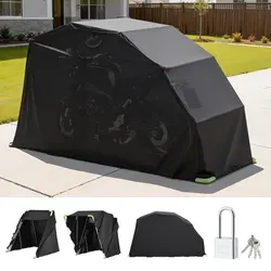 VEVOR Motorrad Zeltgarage mit Sicherheitsschloss – 3460x1375x1900 mm - Robuste Motorradgarage aus reißfestem 600D-Oxford-Gewebe, bietet optimalen Schutz vor Witterungseinflüssen. Mit beidseitigen Belüftungsfenstern und sicherem Schloss für sorgenfreies Parken.
