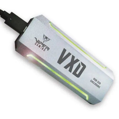 VXD M.2 PCIe RGB SSD Enclosure - Laufwerksgehäuse Silber - Festplatten - Stylisches und leistungsstarkes Laufwerksgehäuse mit RGB-Beleuchtung für M.2 PCIe SSDs, ideal für Gaming und kreative Anwendungen.