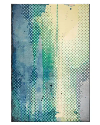 Beliani Kurzflor-Teppich in Blau-Grün, 140x200 cm - Moderner Kurzflor-Teppich aus pflegeleichtem Polyester. Mit rutschfester Unterseite und ansprechendem abstraktem Design in Blau und Grün, ideal für jeden Raum.