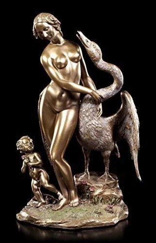 Leda und der Schwan Figur nach Leonardo da Vinci | Bronze-Optik Veronese Skulptur Statue Zeus