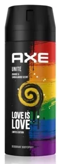Axe Bodyspray Unite Love is Love Deo ohne Aluminium 150 ml - Limitierte Edition: Unisex-Deo ohne Aluminium mit frischer Orangen- und Sandelholznote, bietet effektiven Schutz vor Körpergeruch für ein selbstsicheres Auftreten.