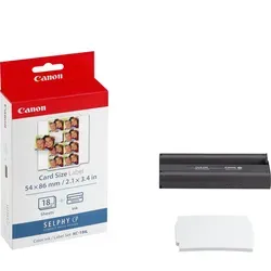 Canon Stickerpapier KC-18IL - Druckerpapiere für CP Drucker, 18 Blatt hochwertiges Stickerpapier inklusive Farbpatrone für kreative Projekte und personalisierte Geschenke.