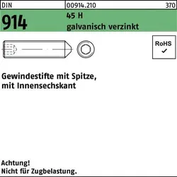 Gewindestift DIN 914 M8 x 1,25 x 45mm - Eisenwaren, robuster Gewindestift aus verzinktem Stahl mit Innensechskant für präzise Anwendungen, ideal für Möbelbau und Maschinenbau.