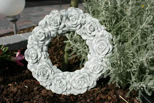 Stein Blumenkranz  Frostfest Garten Deko Steinguss Türkranz Rosenkranz