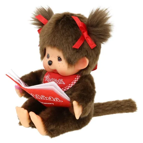 SEKIGUCHI Monchhichi Plüschfigur Mädchen mit Fotoalbum 20cm - Beliebte Monchhichi Plüschfigur, 20 cm groß, mit weichem Fell und Nuckel. Ideal für Kinder ab 24 Monaten und Sammler, verzaubert seit über 40 Jahren!