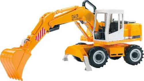 Bruder Baufahrzeug Modell Liebherr Schaufelbagger - Spielzeug mit voll funktionsfähigem Baggerarm und 360° drehbarem Fahrerhausaufsatz für realistisches Spielvergnügen.