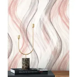 NEWROOM Rosa Vliestapete Wellen - Grafische Mustertapete in Grau Weiß - Moderne Tapete für Wohnzimmer, Schlafzimmer & Büro, lichtbeständig und leicht abziehbar. Inklusive Tapezier-Ratgeber für perfekte Ergebnisse.
