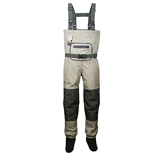 Kylebooker Angler Wathose Herren Atmungsaktiv für Fliegenfischen - 100 % wasserdicht und atmungsaktiv: Ideal für Angler. Mit verstellbarem H-Rücken und strapazierfähigem Neoprenstrumpffuß für optimalen Komfort und Bewegungsfreiheit.
