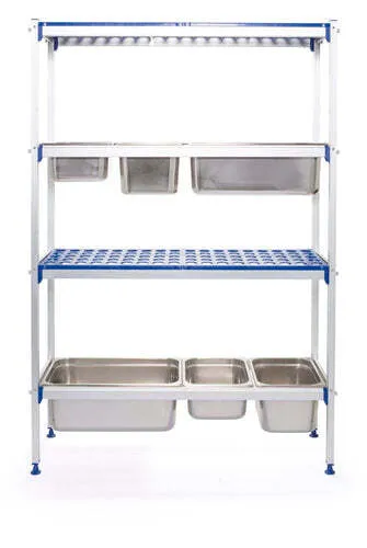 Hendi Regalsystem aus Aluminium für GN Behälter, 1120x355x1685 mm - Edelstahlmöbel, ideal für Gastronomie mit eloxiertem Aluminiumrahmen und geschirrspülmaschinengeeigneten Böden. Traglast von 150 kg pro Regalboden, einfach erweiterbar.