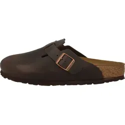 Birkenstock Boston Sandalen Damen, Größe 42 - Komfortable Hausschuhe in habana - Hochwertige Clogs-Sandalen aus dickem, geöltem Nubukleder mit verstellbarer Dornschnalle für optimalen Halt und anatomischen Fußkomfort.