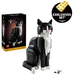 LEGO Schwarz-weiße Katze (21349) - Konstruktionsspielset mit 1710 Teilen, lebensechtes Modell und kreative Bauaktivität für Katzenfreunde
