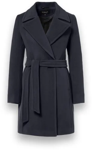 Milo Wintermantel Wanya – Eleganter Wollmantel für Damen in Navyblau, Größe 40 - Der Milo Wanya Wollmantel vereint Stil und Wärme. Mit seiner verlängerten Passform und hochwertigen Materialien ist er ideal für kalte Tage. Praktische Seitentaschen bieten zusätzlichen Komfort.
