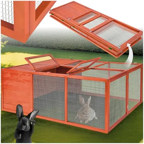 tectake® Hasenstall aus Holz, faltbar 159 x 109 x 55 cm - Kleintierkäfige – Faltbarer Kaninchenstall für ein sicheres Zuhause, ideal für den täglichen Auslauf im Garten oder auf der Terrasse.