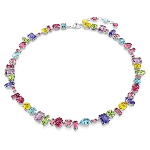 Swarovski Gema Halskette - Rhodinierte Damenkette mit strahlenden Swarovski Kristallen, 36-40 cm lang – der perfekte farbige Akzent für jeden Look und ein ideales Geschenk.