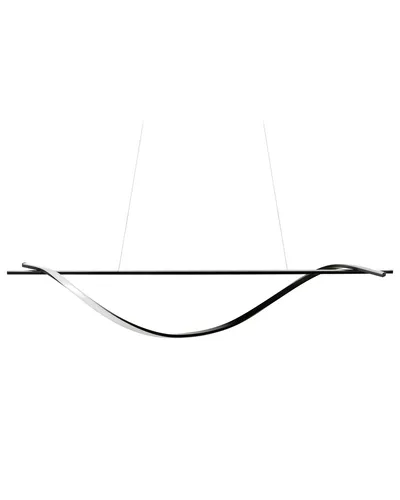 Hängelampe LED Eisen Schwarz 143 cm - Modernes Design von Beliani - Pendelleuchte mit geschwungener Form, energieeffiziente LED-Technik und warmweißem Licht, ideal für stilvolle Wohnzimmer.