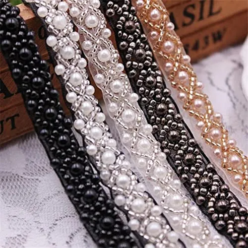 Yulakes Spitzenband aus Netzstoff, für Kleidung, Dekoration, Hochzeitskleid, Kragen, Ärmel, Spitzenapplikation, DIY, Handwerk, 2 Meter (schwarz)