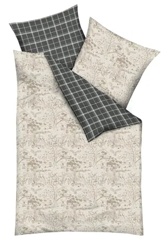 Kaeppel Linon Renforcé Bettwäsche 155x220cm - Forest Landscape - 2-teilige Bettwäschegarnitur aus 100% Baumwolle in modernem Design, pflegeleicht und trocknergeeignet, ideal für Schlafzimmer und Gästezimmer.